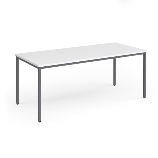 meeting table with white table top and graphite legs