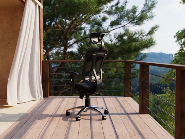 mesh back operator chair outside setting