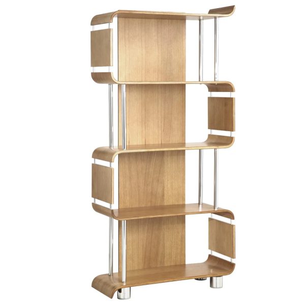 oak office bookcase with curved wood design