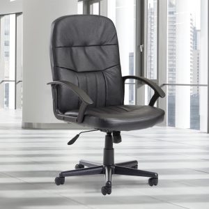 office chair black leather faced