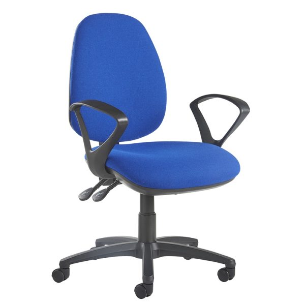 office chair blue fabric with fixed loop arms