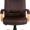 office chair brown leather with light wood frame