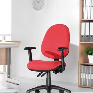 office chair in red fabric in office roomset