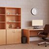 office combination cupboards in beech with office desk and office chair