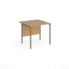 square office desk with oak desk top and graphite H leg frame