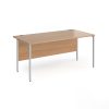 office desk in beech finish with silver H frame legs