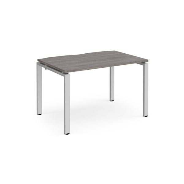 office desk with grey oak desk top and silver leg frame