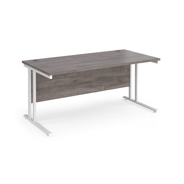 office desk grey oak with white cantilever leg frame