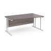 wave office desk in grey oak right return with silver cantilever leg frame