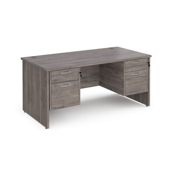 office desk panel end in grey oak with 2 x 2 drawer pedestals