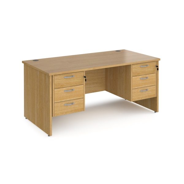 office desk oak with panel ends and 2 x 3 drawer pedestal