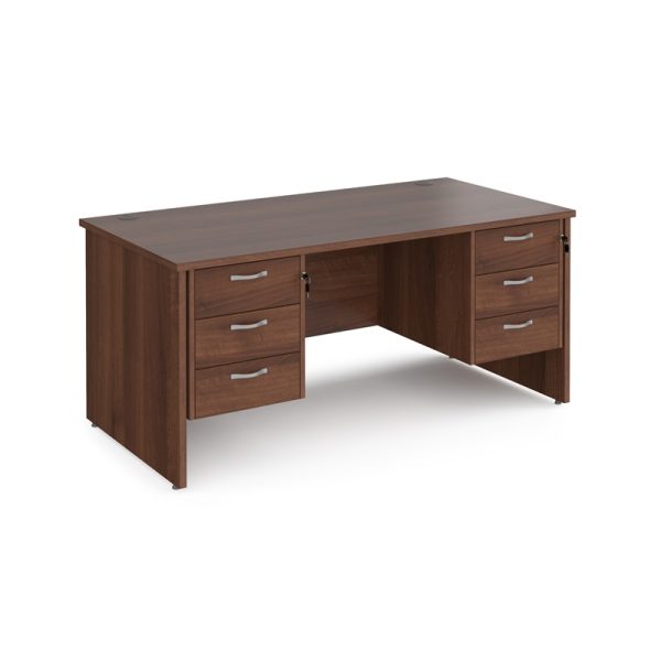 office desk walnut panel end with 2 x 3 drawer pedestals