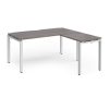 office desk with return in grey oak and white leg frame