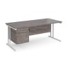 office desk with storage pedestal in grey oak with white cantilever leg frame