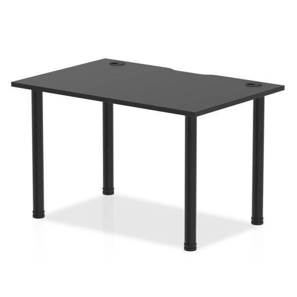 office desk with black desk top and black legs