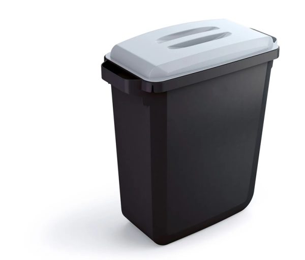office recycling bin black with grey lid