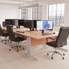 office room set with beech cable managed desks