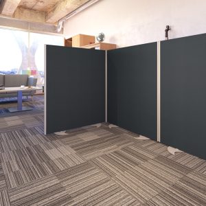 office screens in charcoal fabric roomshot