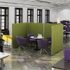 floor standing office screens divider green fabric room shot