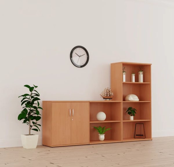 office storage in beech finish. office cupboard and bookcases