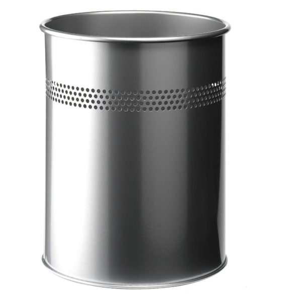 office waste bin black with ring of perforations