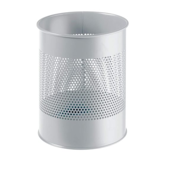 perforated bin in grey finish