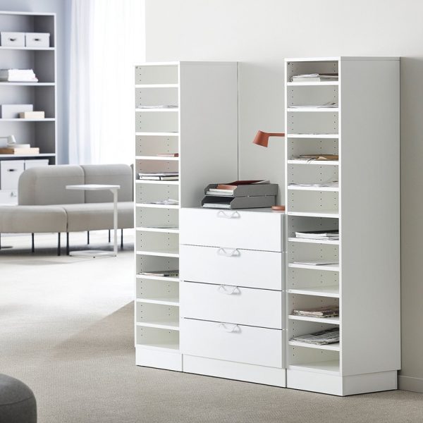 pigeon hole storage unit with drawers white