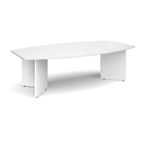 radial boardroom table in white