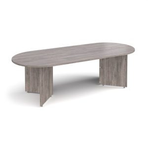 radial end boardroom table grey oak