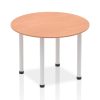 round meeting table with beech desk top and silver legs