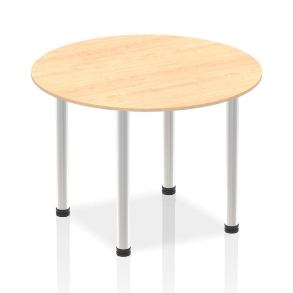 round meeting table with maple table top and aluminium legs