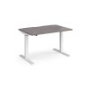 standing desk with grey oak desk top and white height adjustable leg frame