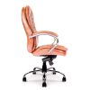 tan leather executive office chair with chrome base and arms side view
