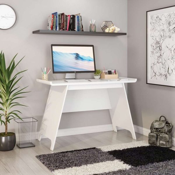 trestle style desk white finish in home office room set