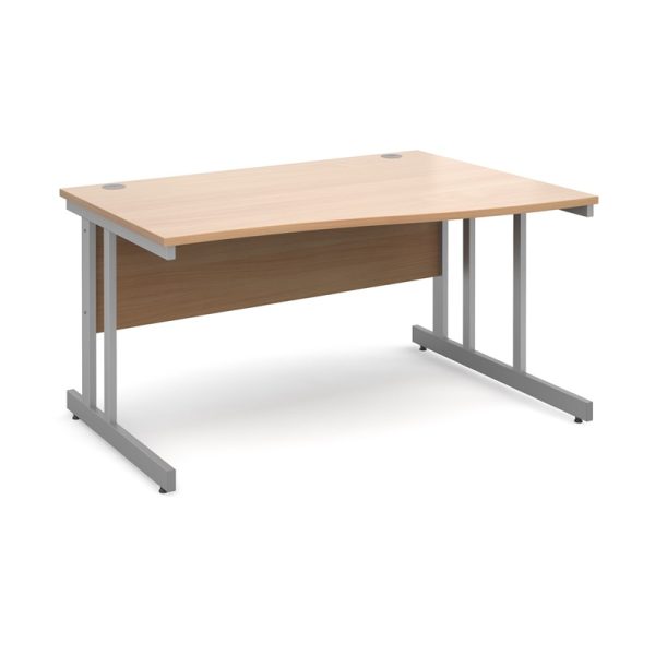 wave office desk in beech finish with silver leg