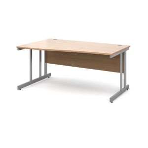 wave office desk beech desk top and silver cantilever leg frame