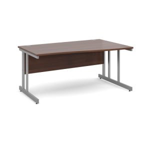 wave office desk walnut with silver cantilever leg frame