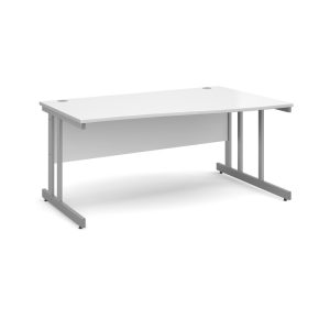 wave office desk white with silver cantilever leg frame