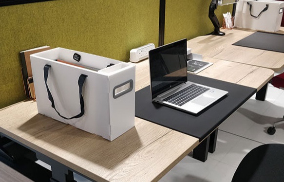 file box for hybrid working on desk top