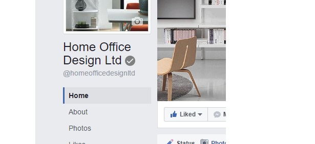 home office design facebook page showing verification