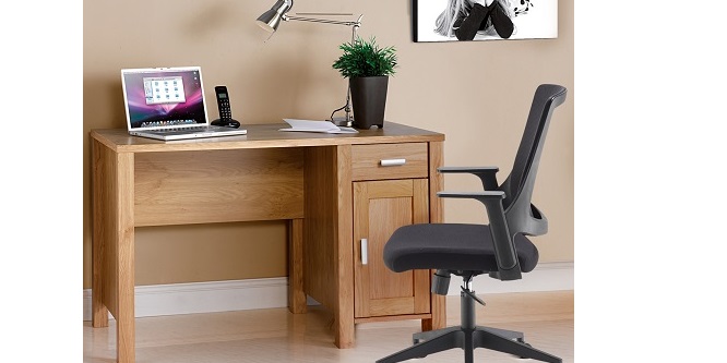 Home Office Desk and black office chair