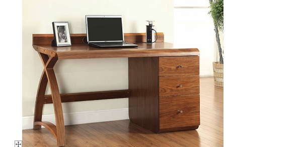 walnut home office desk with office pedestal