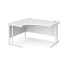 ergonomic desk with white desk top and white frame