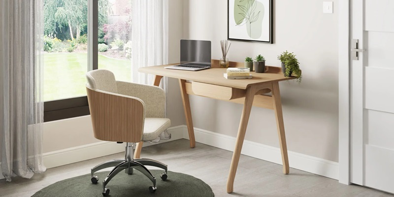contemporay home office furniture room set with oak bentwood desk and office chair