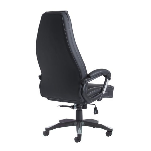 managers high back leather office chair. back view