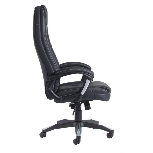 executive office chair in black leather. Side view