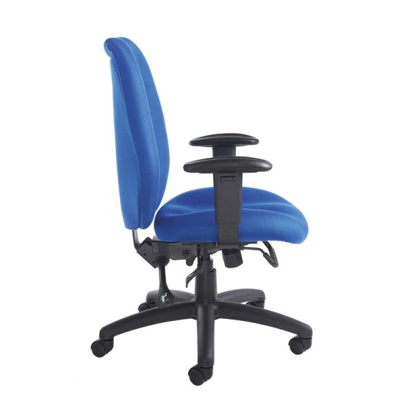 office chair in blue fabric. Side view