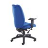 office operator chair in blue fabric. Back view