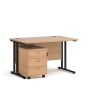 office 1200mm with beech desk top and black cantilever leg frame. With 3 drawer office desk pedestal bundle