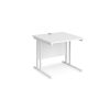 office desk 1000mm with white desk top and white cantilever leg frame